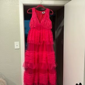 NWT AMYLYNN Hot Pink Ruffle Maxi Dress